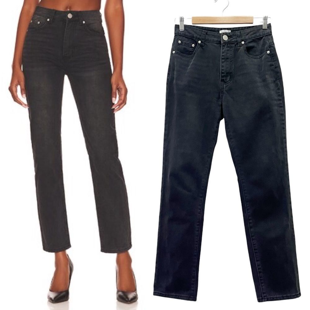 Superdown x Revolve Straight Leg Rigid Jeans Aged Black Wash Women’s Size 27 | 4